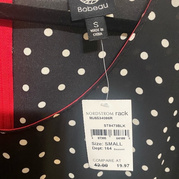Nordstrom Rack Polka Dot Woman's Blouse with Red Detail ***New with tags - Picture 3 of 4